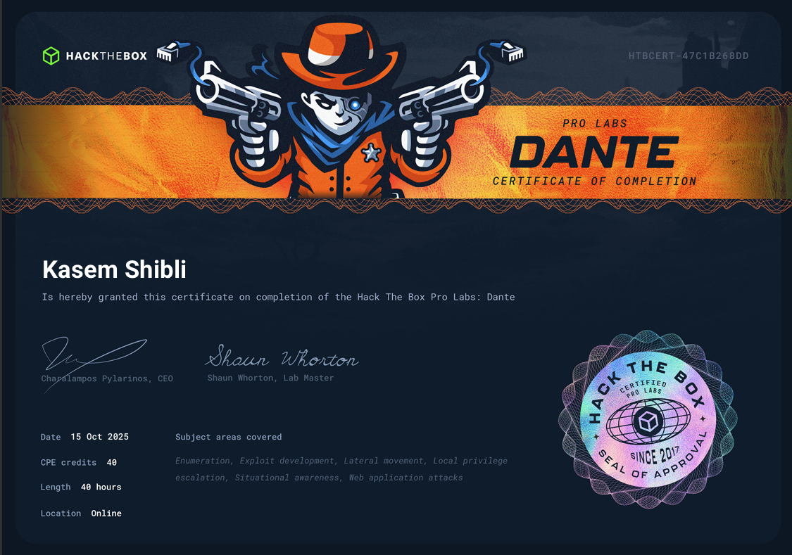 Dante Pro Lab